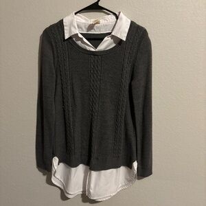 Faded Glory Gray Sweater with White Undershirt
